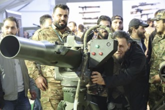 On 07 December 2025, in Damascus, Syria, a military exhibition showcased armored vehicles, weapons,