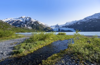 On the shores of Portage Lake, Snowy Mountains and Glaciers Portage Glacier, Chugach National