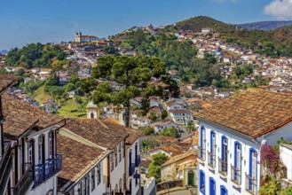 Houses, churches and mountains in the historic city of Ouro Preto in Minas Gerais, Ouro Preto,