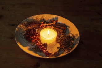 Advent decoration burning candle, Zug, Switzerland