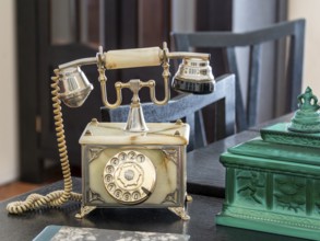 Old antique telephone with dial