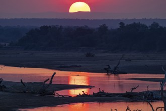 South Luangwa River at sunset dry season Zambia
