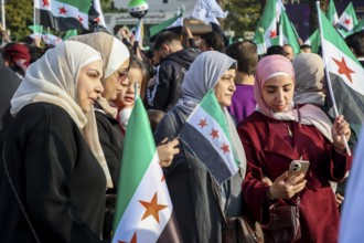 Damascus, Syria. November 28, 2025: Thousands of Syrians gather in Umayyad Square in central