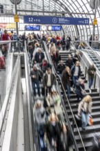 Central station in Berlin, passengers leave the platform after arrival, Germany
