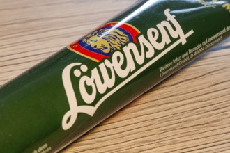 Close-up of a tube of LION MUSTARD