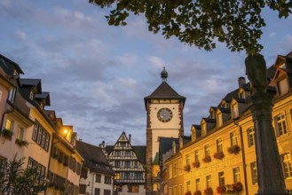 The historic Swabian Gate in the evening light, Freiburg im Breisgau