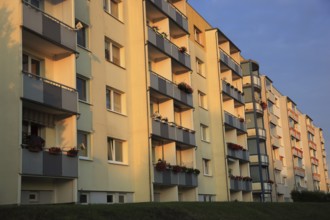 Rental apartments of the Weimar housing cooperative, prefabricated building, balconies, renovated,