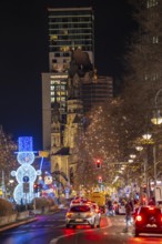 Christmas decoration, light decoration, in Berlin, Tauentzienstraße, view of the Memorial Church on