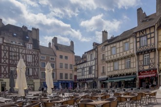 Half-timbered houses on Place Saint Vincent, Chalon-sur Saone, Saône-et-Loire department in the