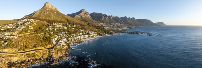 Cityscape, Aerial View, Ocean and Clifton Beach, Camps Bay and Lion's Head, Cape Town, South Africa