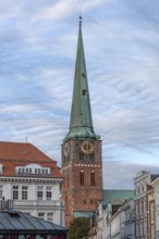 Tower of St Jacobi Church, consecrated in 1334 as the Church of Seafarers and Fishermen, Hanseatic