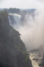 Water plunges into the depths, Victoria Falls with gorge, Zambezi, Zimbabwe