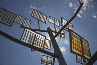 Solar-tree in the Ulm residential area solar city, Ulm, Baden-Wurttemberg, Germany