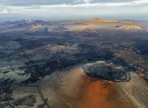 Caldera Colorada volcano, picturesque volcanic landscape with volcanic craters and lava fields in