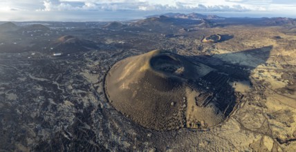 Montaña Negra volcano, picturesque volcanic landscape with volcanic craters and lava fields in