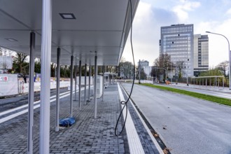 Large construction site in the city center of Essen, the large intersection of Hollesstraße and
