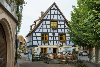 Picturesque village with half-timbered houses, Bergheim, Haut-Rhin, Alsace, France