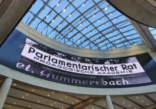 Entrance area in the House of History with the Parliamentary Council projection, Bonn, North