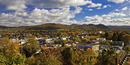 View of the Bad Godesberg district from Godesburg in autumn towards Siebengebirge, Bonn, North