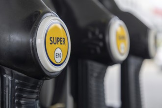 Close-up of a gas pump with gas and diesel