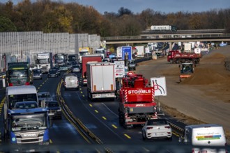 Motorway construction site, the A57 is extended to 6 lanes on the section between the Meerbusch