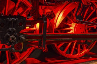 Wheelwork of the historic express locomotive 03 295, built in 1937, railway museum, Augsburg