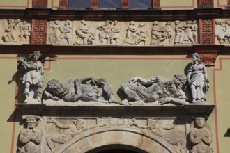 Façade of the Fürstenhof in Wismar, portal design of the passageway, Renaissance monument, district