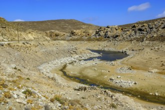 Mykonos, Cyclades, Greece - Dry Fokos Reservoir near Ano Mera. The Mykonos Municipal Water Supply