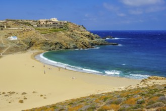 Mykonos, Cyclades, Greece - Fokos Beach, small settlement with sandy beach in the north of the