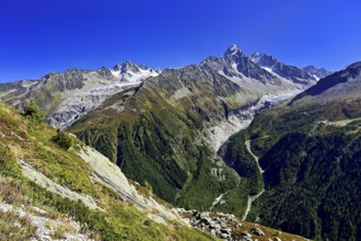 From left front Glacier du Tour back Aiguilles du Tour, right Aiguille du Chardonnet, in front