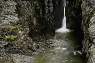 Small waterfall, Diosaz mountain river in the gorge, Gorges de la Diosaz, Les Houches,