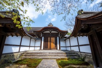 Entrance, building in Ryoan-ji, Zen Buddhist temple complex, in spring, Kyoto, Japan