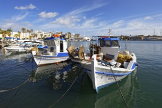 Fishing boat, fishing boats, picturesque, Neratzia fortress in the back, Mandraki harbor, seaport,
