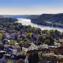 The Rhine seen from the Ulanendenkmal, Rhöndorf, Bad Honnef, Siebengebirge, North Rhine-Westphalia,