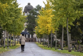 Pragfriedhof Stuttgart in autumn. November is traditionally a time for Christians to visit their