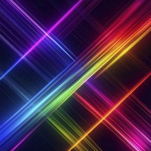 Abstract digital art featuring vibrant, intersecting neon lines creating a geometric pattern,