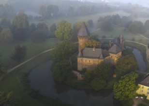 Aerial view of Linn Krefeld Castle, North Rhine-Westphalia, Germany