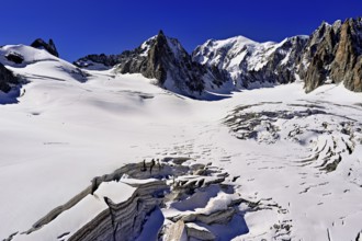 View of the mountains from the Télécabine Panorama Railway, La Tour Ronde, Mont Blanc, Mont Maudit,