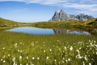 Mountain landscape and picturesque little lake, Saloberkopf, Widderstein, Warth, Bregenzerwald,