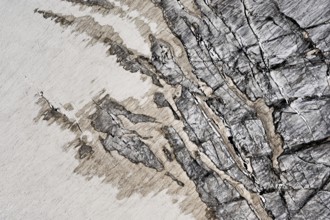 View from the Télécabine Panorama Railway of the glacial crevices of the Glacier du Géant,