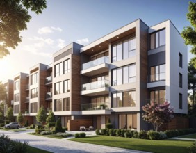 New modern block of flat, condo architecture, Residential apartment as a flat, luxury house