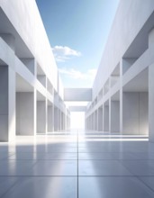 3d illustration of abstract modern architecture background, Minimal geometry architectural design,