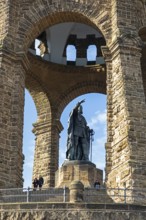 Statue, Kaiser Wilhelm Memorial, Porta Westfalica, North Rhine-Westphalia, Germany