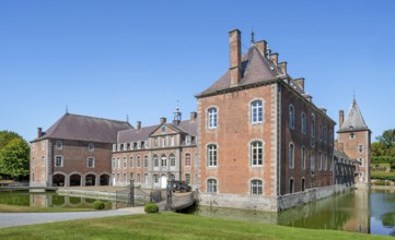 16th century Classicist Château de Franc-Waret in Louis XV style, moated castle in the village