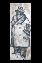 Original caricature, Berlin milieui from the 1940s, by artist Rudolf Führmann, 1909 to 1976,