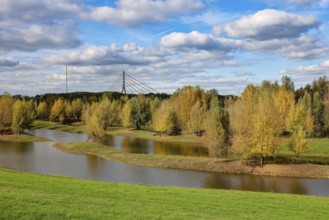 Wesel, Lower Rhine, North Rhine-Westphalia, Germany - autumn on the Lippe, trees with colorful