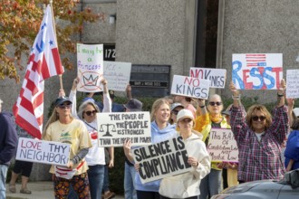 Detroit, Michigan USA - 18 October 2025 - Protesters from Detroit and Grosse Pointe gathered on the