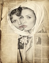 Grunge old public newspaper, texture background wallpaper illustration, vintage tattered yellow