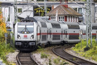 InterCity operated by Deutsche Bahn AG on the road between Stuttgart and Singen. The panoramic
