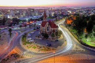 View of the Evangelical Lutheran Christ Church from 1910, blue hour, Windhoek, Khomas region,